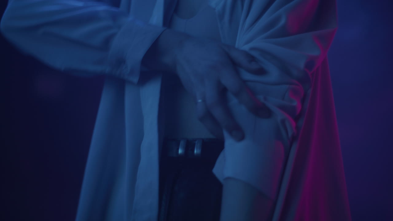 Woman Dancing in Neon Lights