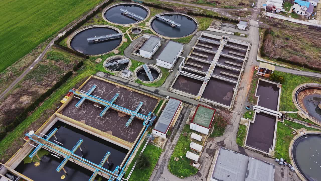 Water purification plant working on cleaning and treating water