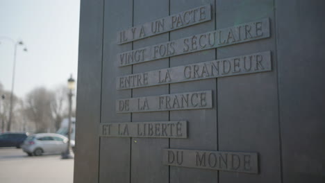 words-of-general-de-Gaulle-in-front-of-grand-palais-paris-france