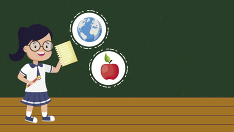 animación de personajes de niños estudiantes