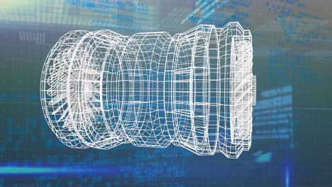 Animación-Del-Proyecto-De-Turbina-Girando-Sobre-El-Procesamiento-De-Datos-En-Un-Espacio-Beige-Y-Azul