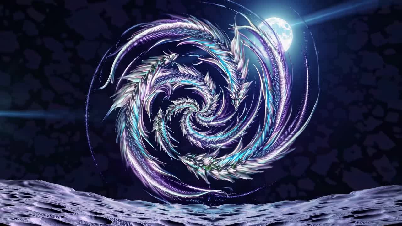 달의 풍경과 함께 우주 나선