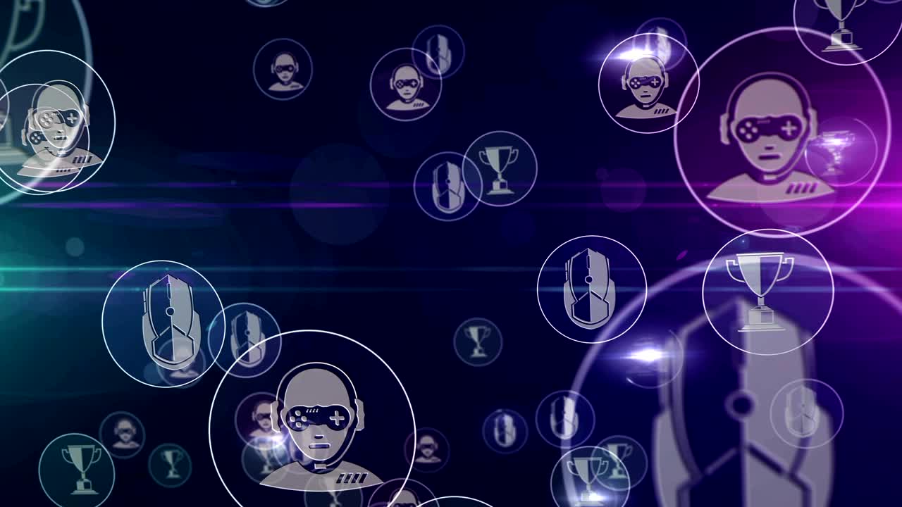 ciclo de símbolos de juegos cibernéticos y de deportes