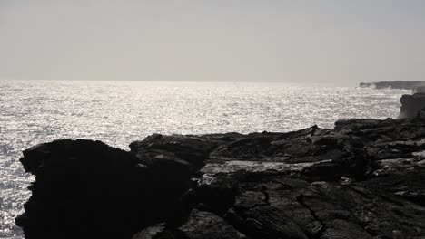 the cliffs of hawaii island volcano zone where pacific waves pound the edges of the old lava flows