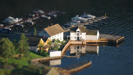 a small harbour of herand village on the shores of the hardanger fjord