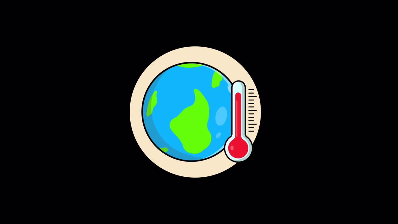 Animated Earth Globe with Rising and Falling Thermometer