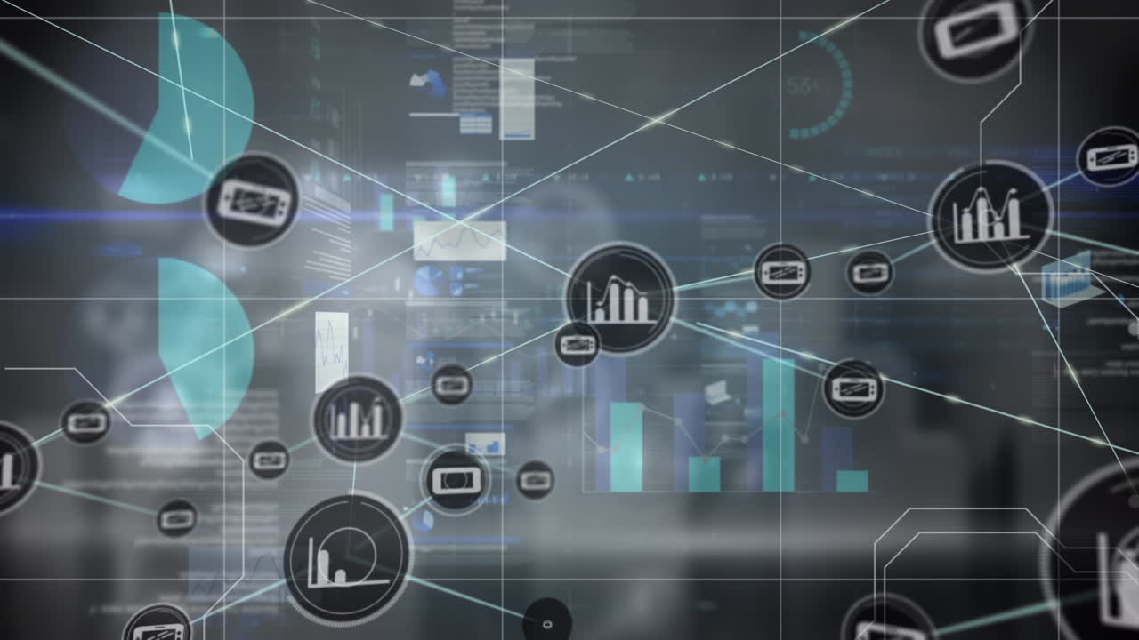 animación del procesamiento de datos sobre un fondo negro