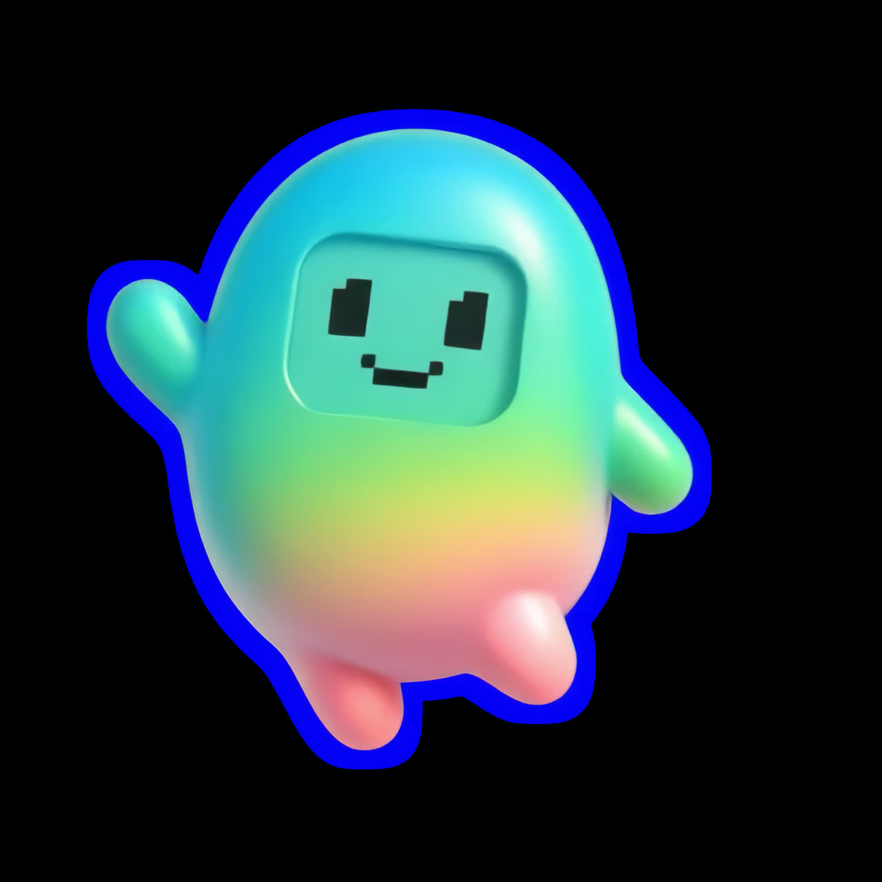 Colorful digital character design animation isolated asset, transparent 4K video, alpha channel