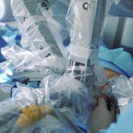 modern surgical system. medical robot. minimally invasive robotic surgery