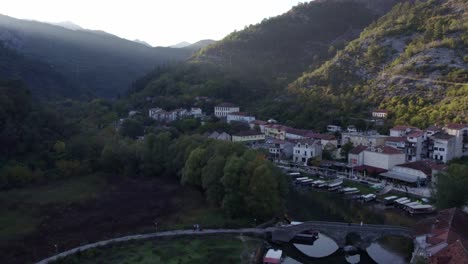 Rijeka-Crnojevića-bridge-at-Montenegro-during-day-time,-aerial