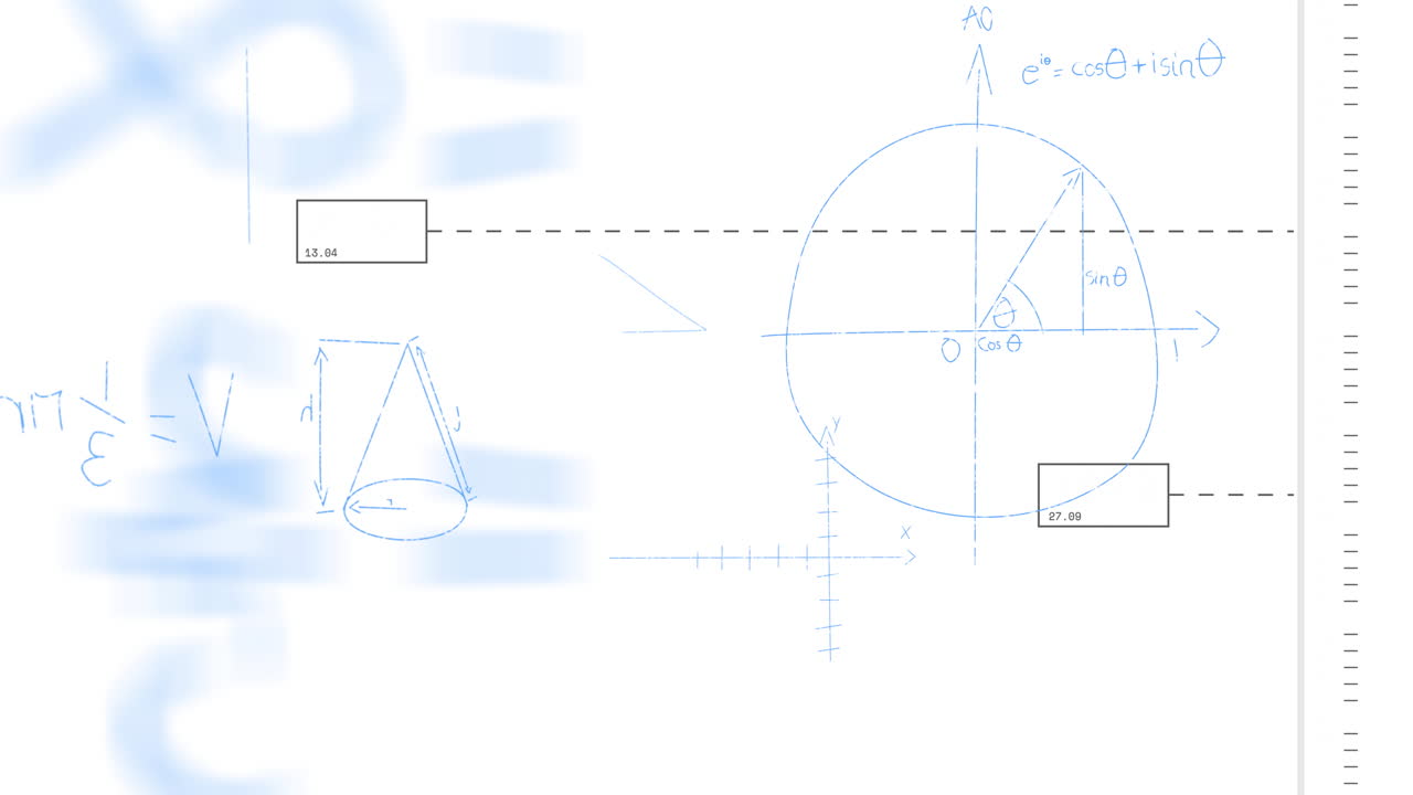 색 배경에 수학적 데이터 처리의 애니메이션