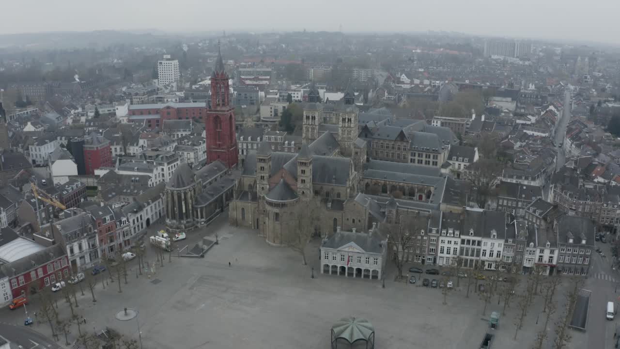 Maastricht, normally full of people, completely empty during the lockdown as a result of Covid-19. Captured from above with the DJI Mavic Pro 2.