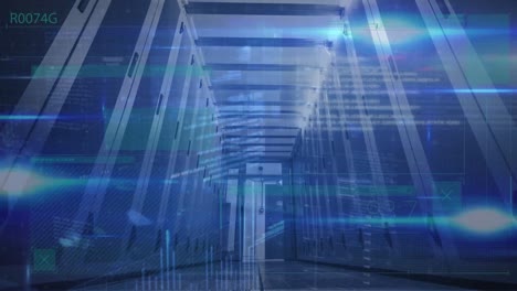 animation of data processing over server room