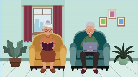 personas mayores en animación de la sala de estar