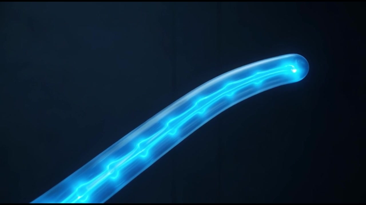 Energia Azul Abstrata Fluindo Através de um Tubo Flexível Translúcido