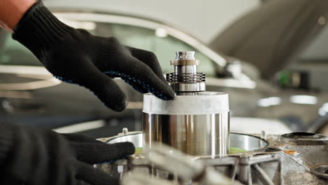 car engine repair in a workshop