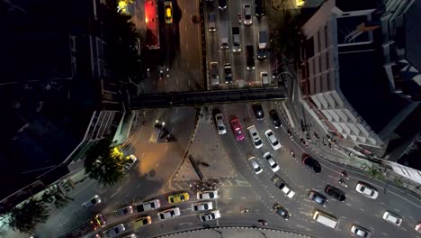 zoom to the traffic in highway at night, urban scene, bangkok, thailand