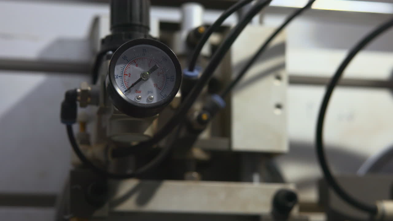 Close-up of Pressure Gauge on Industrial Equipment