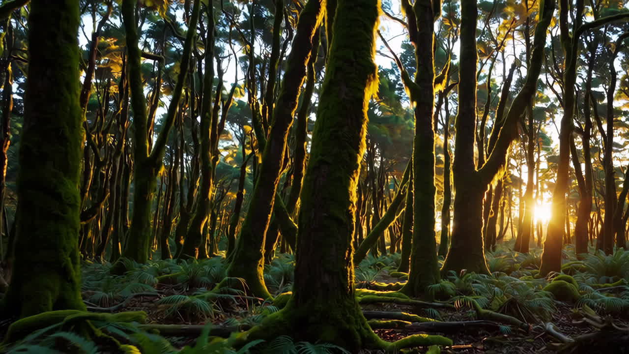 Sunrise/Sunset in a Lush Mossy Forest