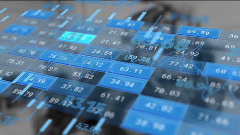 animation of financial data processing over warehouse