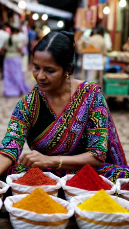 woman selling spices in an indian market