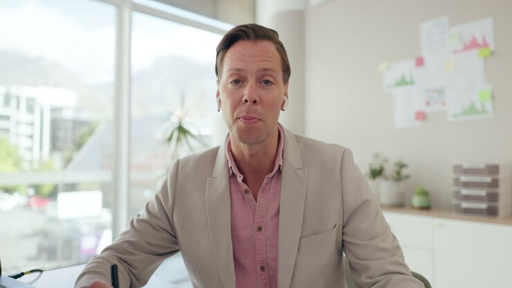 Businessman in video conference