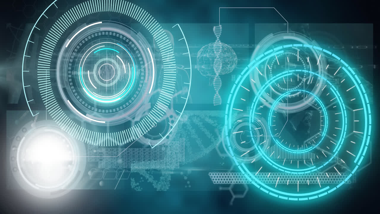 Animation of scope scanning and dna medical data processing over digital screen