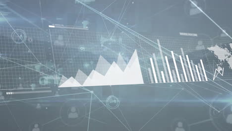 Animation-Von-Mediensymbolen-über-Diagrammen-Und-Datenverarbeitung