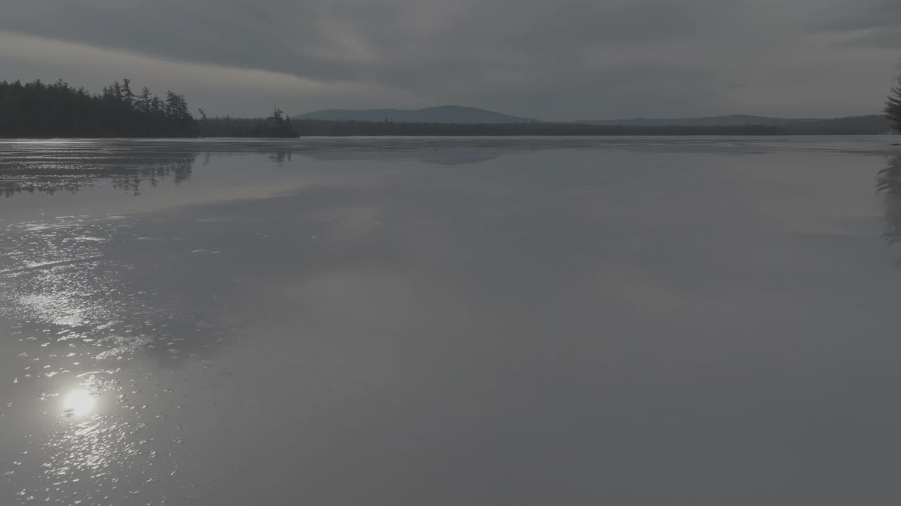 Lake Hebron frozen over with ice in Winter