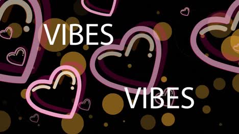 Animation-of-good-vibes-text-over-shapes-on-black-background