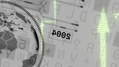 animation of data processing over globe and scope scanning