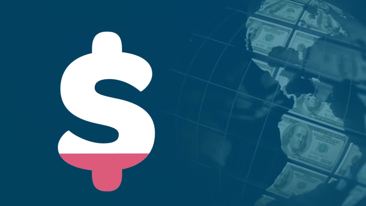 animación del signo de dólar sobre el procesamiento de datos financieros