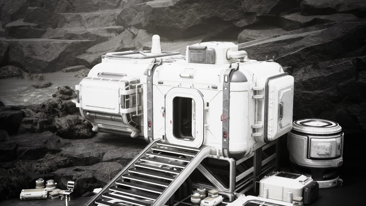 un puesto avanzado futurista en un planeta desolado