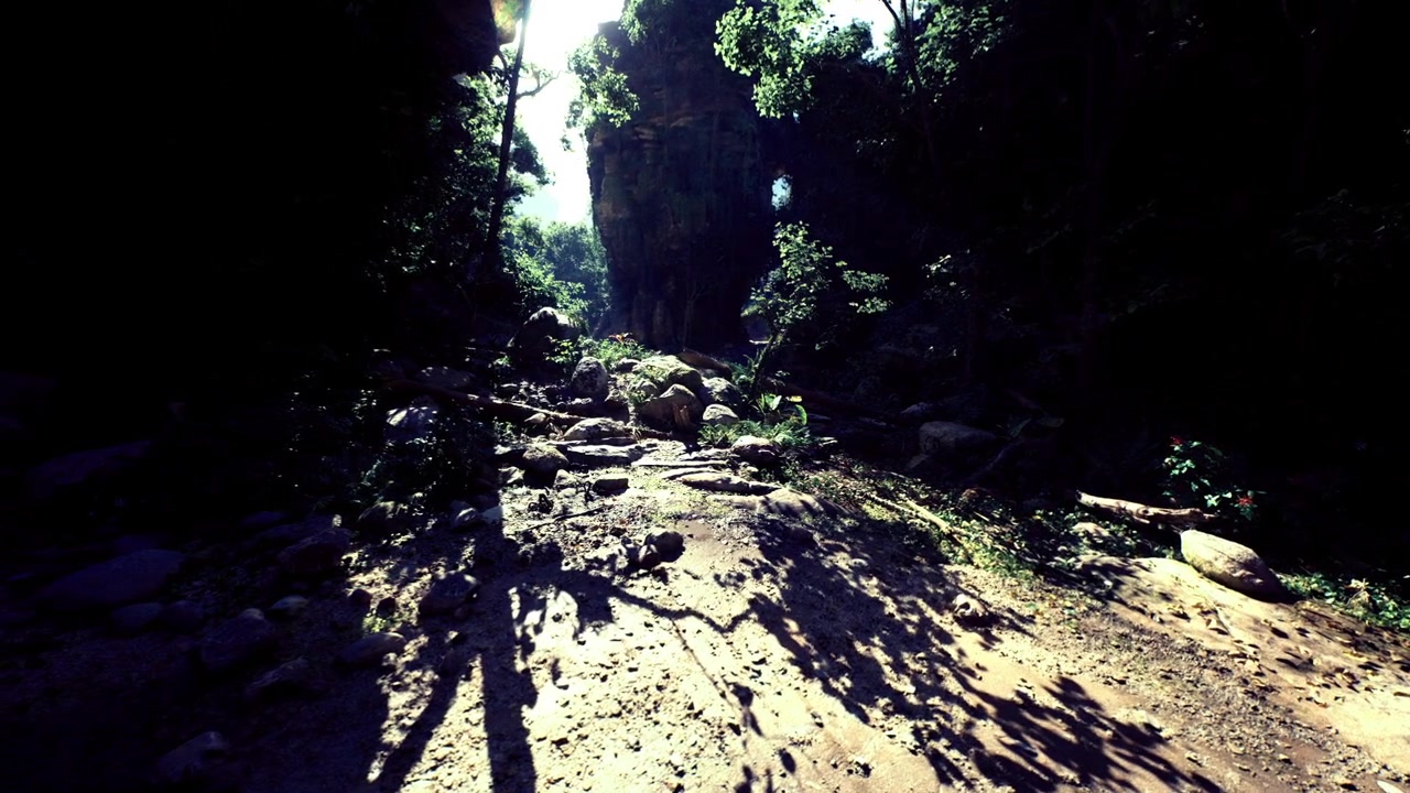 Dynamic illumination and varied textures emphasize scenes of adventure outdoors