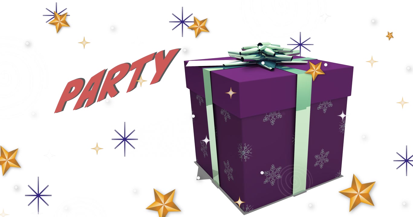 Animation of party text over present