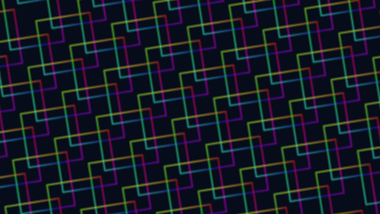 patrón de cuadrados de arco iris plano en filas en degradado negro