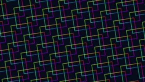 patrón de cuadrados de arco iris plano en filas en degradado negro