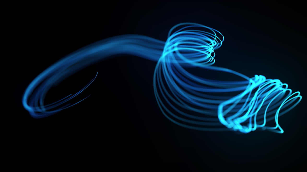 Premium stock video - Futuristic optical fiber particle lines flowing ...