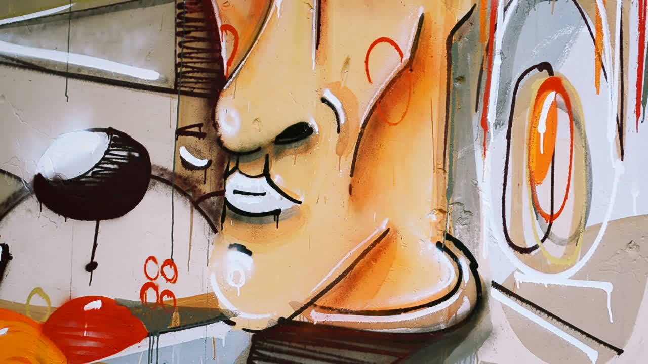 L'artista disegna graffiti su una recinzione. Disegno astratto