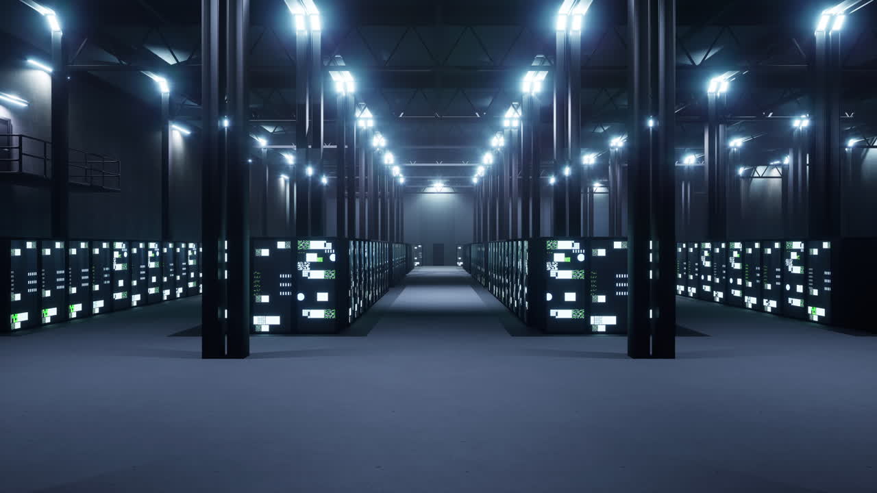 Supercomputer data servers in IT room