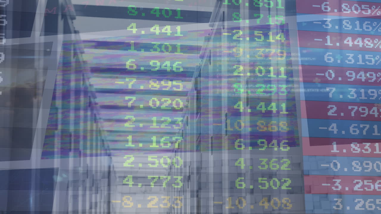 animación del mercado de valores en la sala de servidores