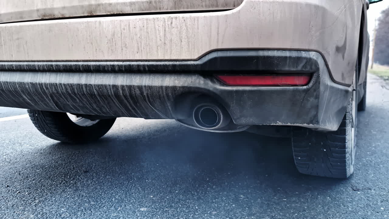 White smoke car pollution environmental disaster modernisation diesel vehicle