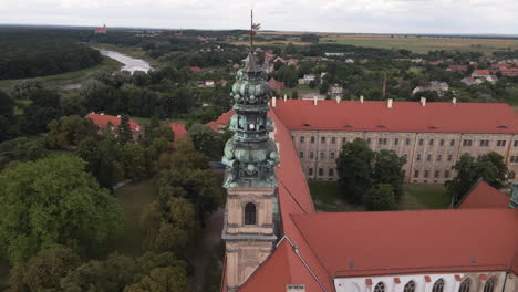 aerial view of monastery complex in lubiąż, the largest cistercian abbey in the world