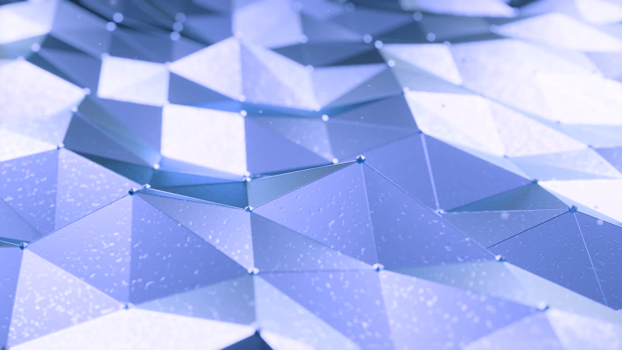 3D render of blue geometric pyramid surface moving in loop