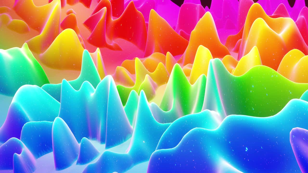 아름답고 추상적인 3d 표면은 반이는 반이고, 어나온 또는 이동된 파동은 루프로 변형됩니다. 무지개 그라디언트, 부드러운 매트 재료, 모피, 달함, 또는 가운 내부 반이는 마말라드.