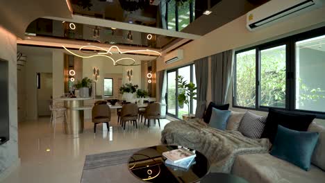 modern luxury living area interior design, no people