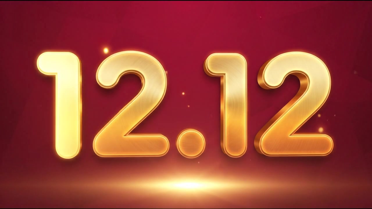 Animazione di banner testuale promozionale 12.12 con tipografia 3D vibrante