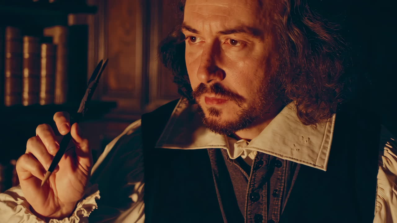 Historical Writer in a Library