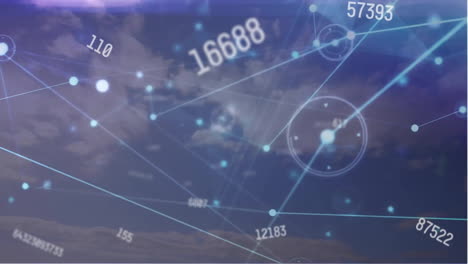 animation of network of connections with digital data processing