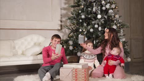 christmas family with gifts